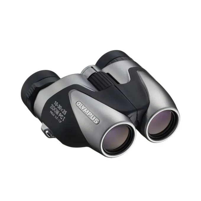Olympus 10-30X25 Zoom PC I Silver Binoculars - 10-30X25 - Compact Porro Prism — image 1