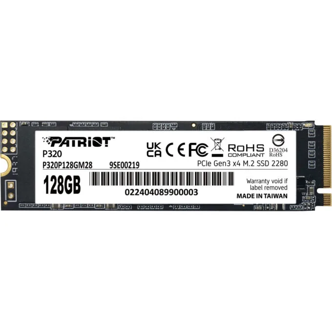 Patriot 128GB M.2 NVMe PCIe 3.0 - P320 - 2280 (22x80mm), NVMe 1.3, PCIe 3.0 x4 — image 1