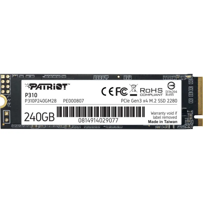 Patriot P310 M.2 NVMe SSD - 240GB, PCIe 3.0 x4 (NVMe 1.3) - M.2 2280 — image 1