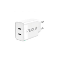 PEDEA 40W USB-C (PD) Schnellladegerät - 2-Ports Mehrfach Handy-Ladegerät mit USB-C. weiß