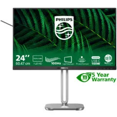 Philips 24B2G5301 - 23.8in (60.5cm) IPS FHD Monitor - USB-C PD100W, HDMI & DP, 4ms, 60Hz, Black