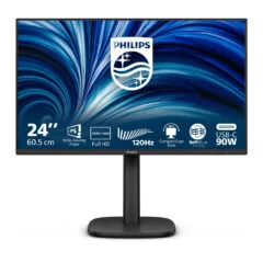 Philips 24B2U3301 - 23.8-inch IPS FHD (1920x1080) Monitor, 120Hz, 4ms GTG, USB-C PD 90W, HDMI & DP, 2x4W Speakers, Black