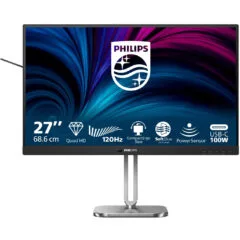Philips 27B2U4601/00 - 27in (68.6 cm) QHD IPS Monitor, 2560x1440, 120Hz, 4ms GTG, HDMI/DP/USB-C, Height-Adjustable, Grey