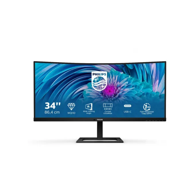Philips 346E2CUAE 34in UWQHD Curved VA Monitor 100Hz USB-C 65W — image 1