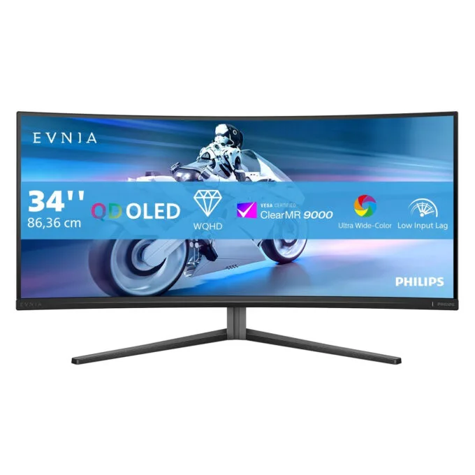 Philips Evnia 34M2C6500 - 34" WQHD Curved QD-OLED Monitor, 175Hz, 0.03ms, Grey — image 1