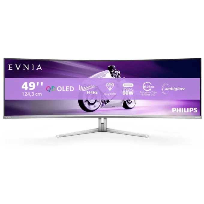 Philips Evnia 49M2C8900L - 49in (124.3 cm) QD-OLED 5120x1440 32:9 Curved 144Hz 0.03ms HDR400 True Black - White — image 1