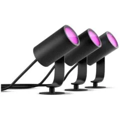 Philips Hue White & Color Ambiance Lily Spot 3 flg. Schwarz 3640lm Basis - 1741430P7 - White, ZigBee, 3x LED, IP65 Outdoor
