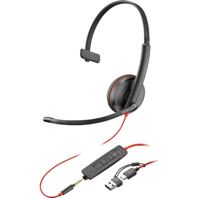 Poly Blackwire 3215 Mono Headset - C3215 - USB-C & 3.5mm, Black, Wired — image 1