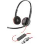 Poly Blackwire 3220 Stereo USB-C Headset 209749/209745 Black w/ USB-A Adapter