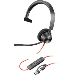 Poly Blackwire 3310 Monaural USB-C Headset - Microsoft Teams Certified, Black