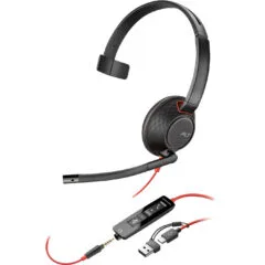 Poly Blackwire 5210 - C5210 - Monaural USB-C + 3.5mm Headset, Black