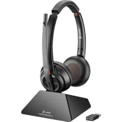 Poly Savi 8220-M UC DECT Binaural Headset - USB-A - Black - Microsoft Teams Certified