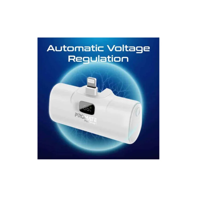 POWERUP-I.WHITE 5000mAh COMPACT FAST POWERBANK W BUILT-IN LIGHTNING CONNECTOR PROMATE — image 7