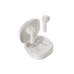 QCY Air White Semi-Ear TWS Earbuds - Quad Mic ENC, Multi-Point, Leather Case