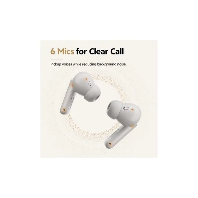 QCY Buds ANC Cream Grey - HT15 - 45dB ANC, TWS Earbuds, 35h Total Battery, 5-mic ENC — image 8