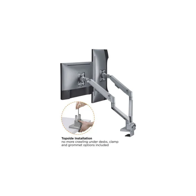 ROLINE LCD-Doppelarm. Tischmontage. Gasfeder. 5 Gelenke. 17-32 Zoll. bis 2x 9 kg. silberfarben — image 9