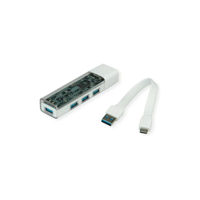 ROLINE Mobiler USB 3.2 Gen 1 Hub. 4fach. Typ A+C Anschlusskabel — image 2