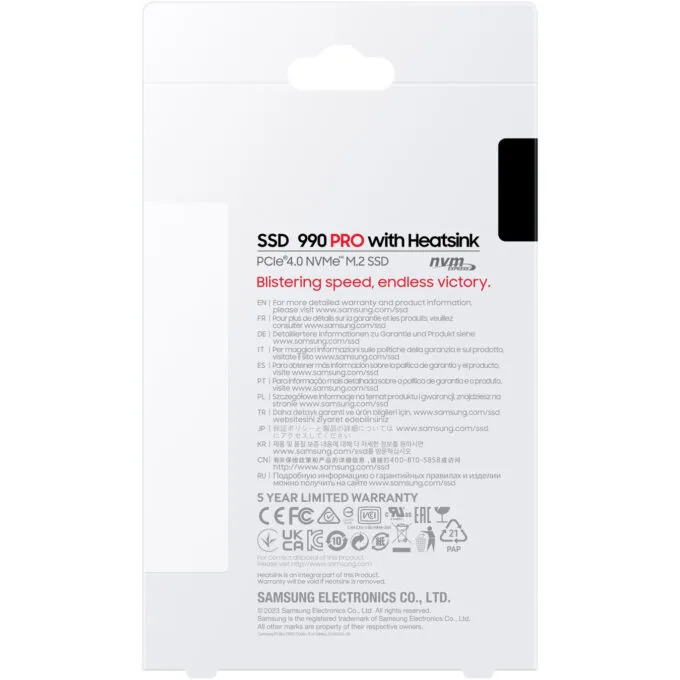 Samsung 990 PRO 4TB M.2 2280 NVMe PCIe 4.0 x4 SSD w/ Heatsink MZ-V9P4T0CW — image 5