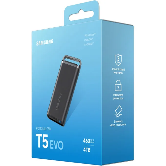 Samsung Portable SSD T5 EVO - MU-PH4T0S - 4TB, USB 3.2 Gen1 (5Gbps), 460MB/s, Black — image 4