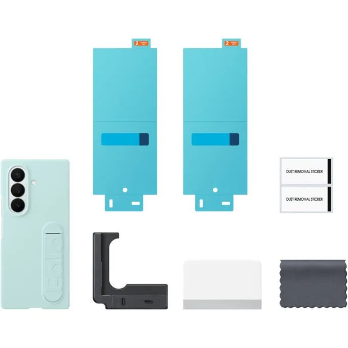 Samsung Silicone Case for Galaxy Z Fold7 - Mint (Light Cyan) Silicone Cover with Desktop Stand — image 5