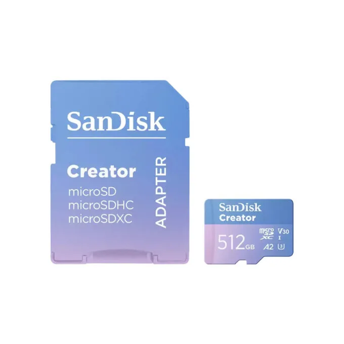 SanDisk Creator MicroSDXC Card - Blue, 512GB, UHS-I, 190MB/s Read / 130MB/s Write — image 2