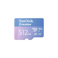 SanDisk Creator MicroSDXC Card - Blue, 512GB, UHS-I, 190MB/s Read / 130MB/s Write
