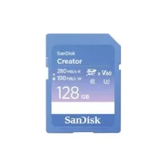 SanDisk Creator SDXC UHS-II 128GB - Blue, 280MB/s Read, 100MB/s Write, U3 V60