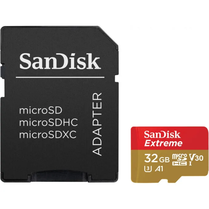 SanDisk Extreme microSDHC 32GB - UHS-I U3 V30, 100MB/s Read 60MB/s Write - Red/White + SD Adapter — image 4