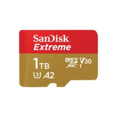 SanDisk Extreme microSDXC 1TB - Gold/Red, V30 (U1), Up to 190MB/s Read, Includes microSD Adapter