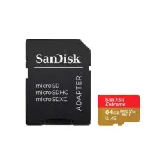 SanDisk Extreme PLUS microSDXC 64GB +Adapter - Red. Gold, U3, V30, A2