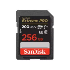 SanDisk Extreme PRO SDXC 256GB - Black, U3, V30, 200 MB/s Read, 90 MB/s Write