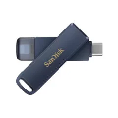 SanDisk iXpand Phone Drive - 256GB - Blue - USB-C & Lightning, USB 3.2 Gen1, 90MB/s Read, Swivel