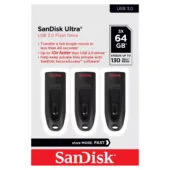 SanDisk Ultra 64GB USB 3.2 Gen 1 Flash Drive - Black, Retractable Slide, 130 MB/s