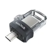 SanDisk Ultra Dual USB 3.2 Gen 1 OTG Flash Drive - 128GB - USB-A & Micro-USB - Grey/Silver/Transparent
