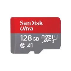 SanDisk Ultra - SDSQUAB-128G-GN6MT - Grey/Red, microSDXC 128 GB, 140 MB/s, U1, A1, Class 10