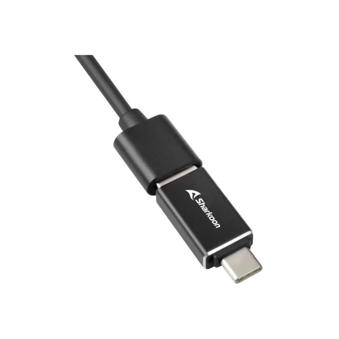 Sharkoon 4-Port USB 3.2 Gen 1 Aluminum Hub - 4044951037582 - Type-C to 4× USB-A, Black, 0.45m Cable — image 2