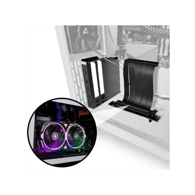Sharkoon Compact VGCK - Riser Card GPU Holder - Black Metal, PCIe 3.0, 11.5 cm Riser Cable — image 2