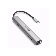 Sharkoon OfficePal Combo Adapter - Dark Grey Aluminum - 2x USB-A, 2x USB-C, HDMI, RJ45, 1250 Mbps