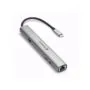 Sharkoon OfficePal Combo Adapter - Dark Grey Aluminum - 2x USB-A, 2x USB-C, HDMI, RJ45, 1250 Mbps