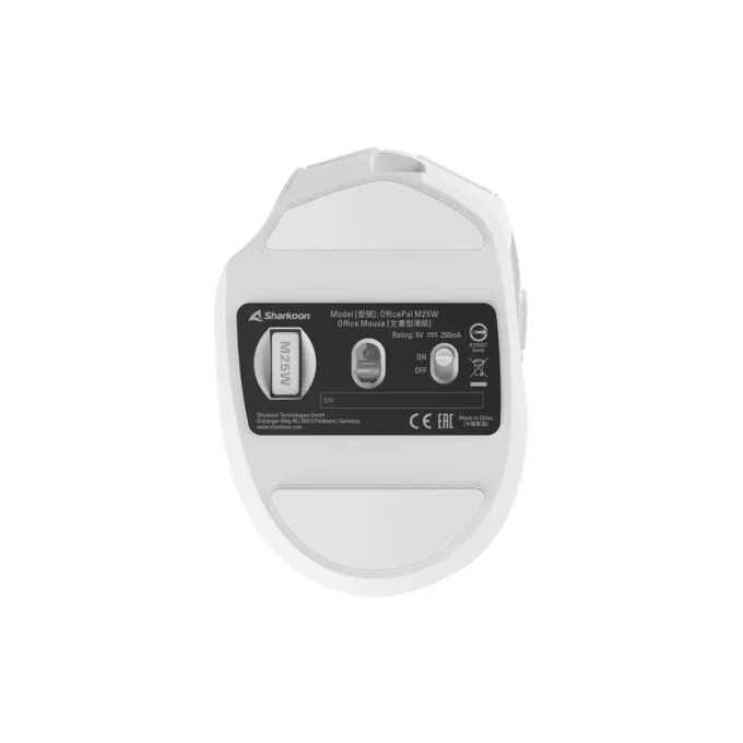 Sharkoon OfficePal M25W - M25W - Right-handed wireless optical mouse, 4000 DPI, USB-C, White — image 2
