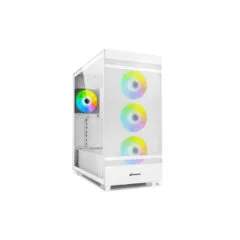 Sharkoon Rebel C50 RGB - Full Tower PC Case - White, Tempered Glass, ARGB Fans, Front USB-C