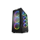 Sharkoon REV300 - ATX Gaming Case - Tempered Glass, Mesh Front, 7 PWM ARGB Fans, 90° Rotated Motherboard