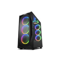 Sharkoon REV300 - ATX Gaming Case - Tempered Glass, Mesh Front, 7 PWM ARGB Fans, 90° Rotated Motherboard