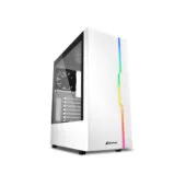 Sharkoon RGB Slider - Mid Tower PC Case - White, Tempered Glass Side Panel, Front RGB, ATX/mATX/Mini-ITX Support