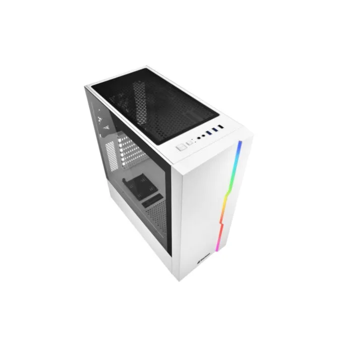 Sharkoon RGB Slider - Mid Tower PC Case - White, Tempered Glass Side Panel, Front RGB, ATX/mATX/Mini-ITX Support — image 3