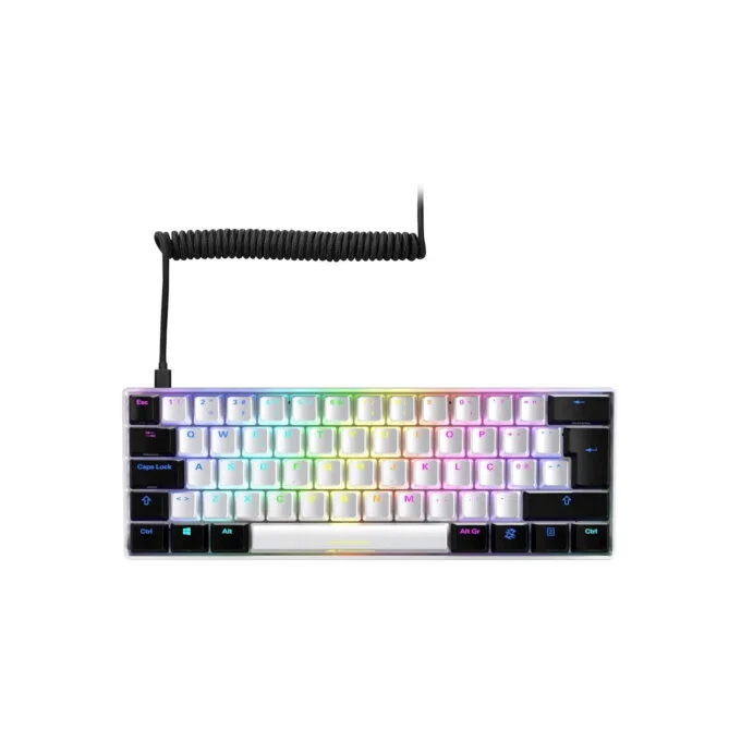 Sharkoon SKILLER SGK50 S4 - 60% Portuguese QWERTY Mechanical Keyboard - White, Kailh Red, RGB, RF + USB-C — image 2