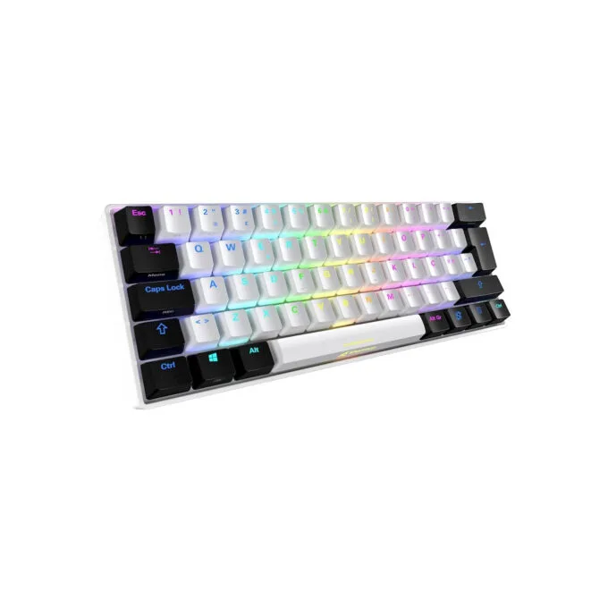 Sharkoon SKILLER SGK50 S4 - 60% Portuguese QWERTY Mechanical Keyboard - White, Kailh Red, RGB, RF + USB-C — image 3