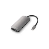 Sharkoon USB-C Multiport Adapter - 3x USB-A, 1x USB-C, HDMI, SD/MMC - Grey, USB 3.2 Gen 1