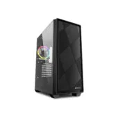 Sharkoon VS8 RGB - Mid Tower PC Case - Black, Tempered Glass Side Panel, ATX/mATX/Mini-ITX, USB-C