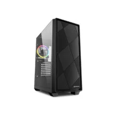 Sharkoon VS8 RGB - Mid Tower PC Case - Black, Tempered Glass Side Panel, ATX/mATX/Mini-ITX, USB-C